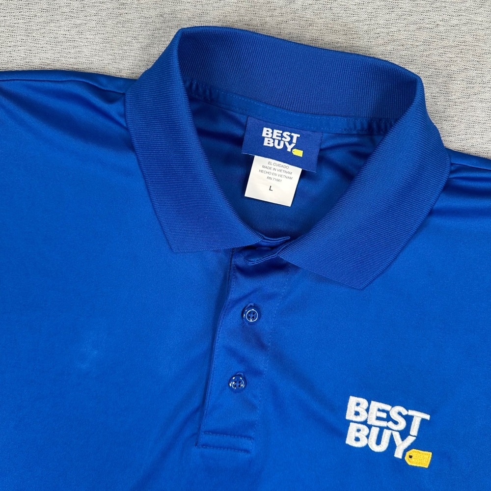 Best Buy Uniform Polo Shirt Mens L Royal Blue Short Sleeve Performance Employee